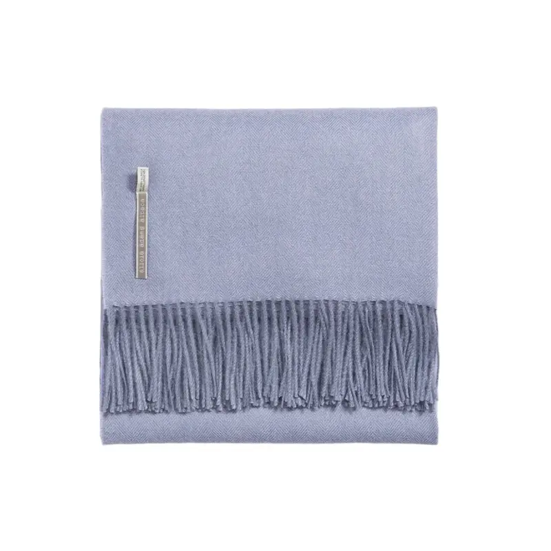 Alicia Adams Alpaca Throw in Dusty Aqua Herringbone