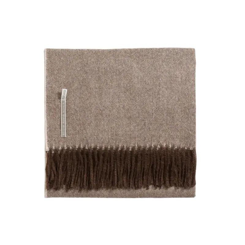 Alicia Adams Alpaca Throw in Chocolate Herringbone