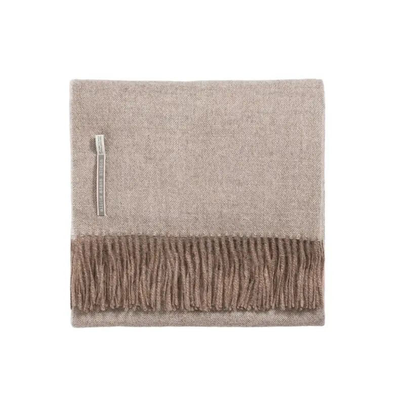 Alicia Adams Alpaca Throw in Clay Herringbone