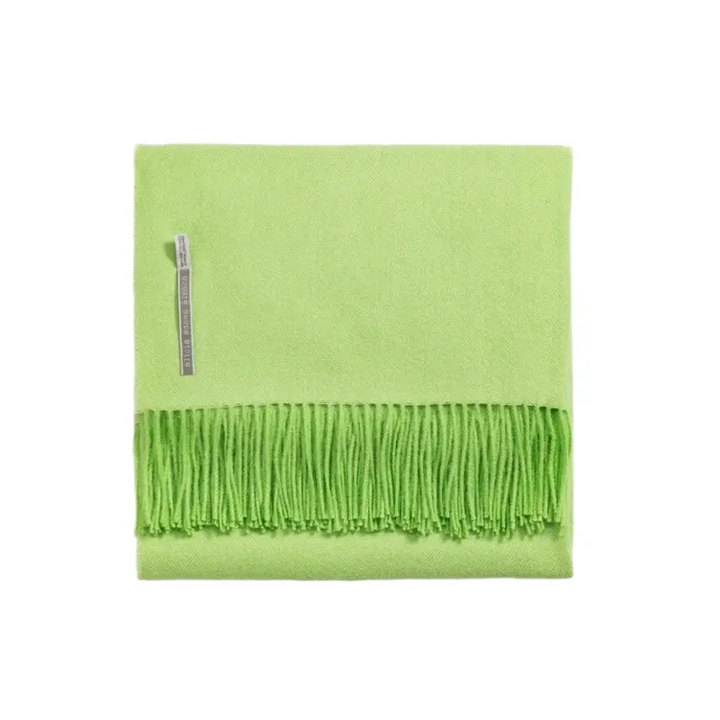 Alicia Adams Alpaca Throw in Grass Green Herringbone