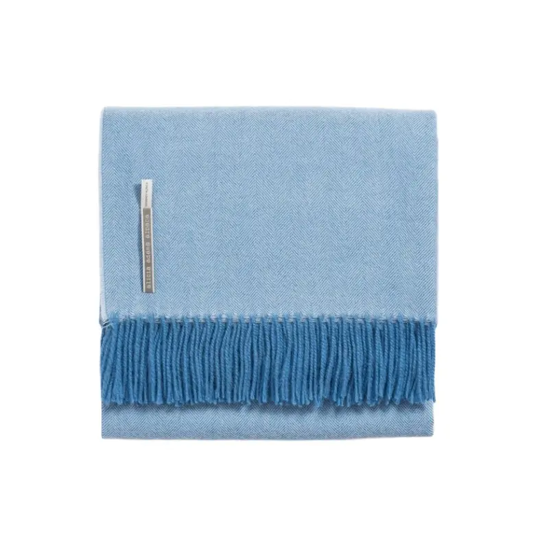 Alicia Adams Alpaca Throw in Sky Blue Herringbone