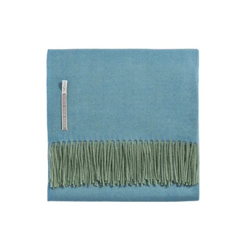 Alicia Adams Alpaca Throw in Turquoise Herringbone