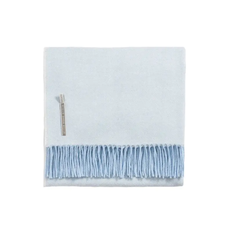 Alicia Adams Alpaca Throw in Ice Blue Herringbone