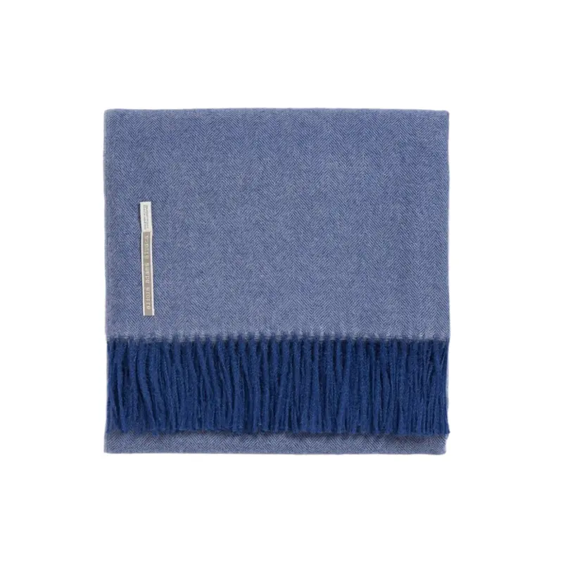 Alicia Adams Alpaca Throw in Indigo Herringbone