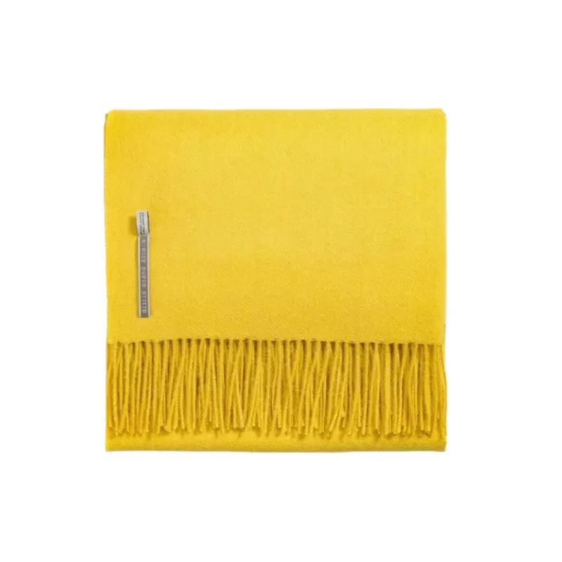 Alicia Adams Alpaca Throw in Lemon Herringbone