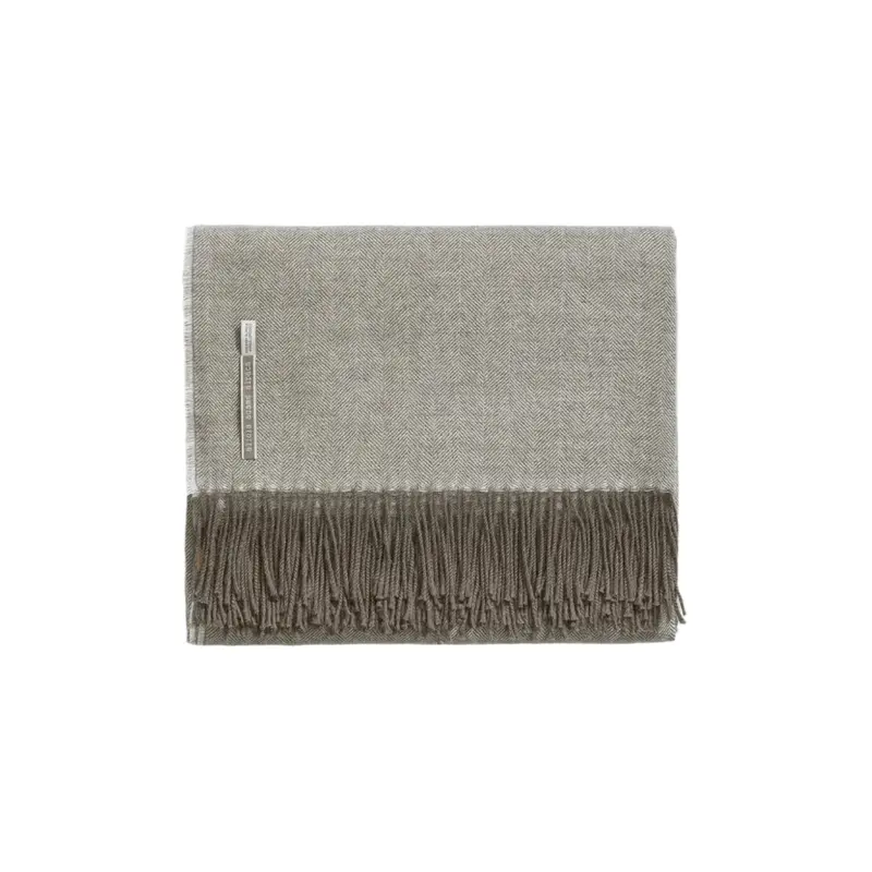 Alicia Adams Alpaca Throw in Moss Grey Herringbone