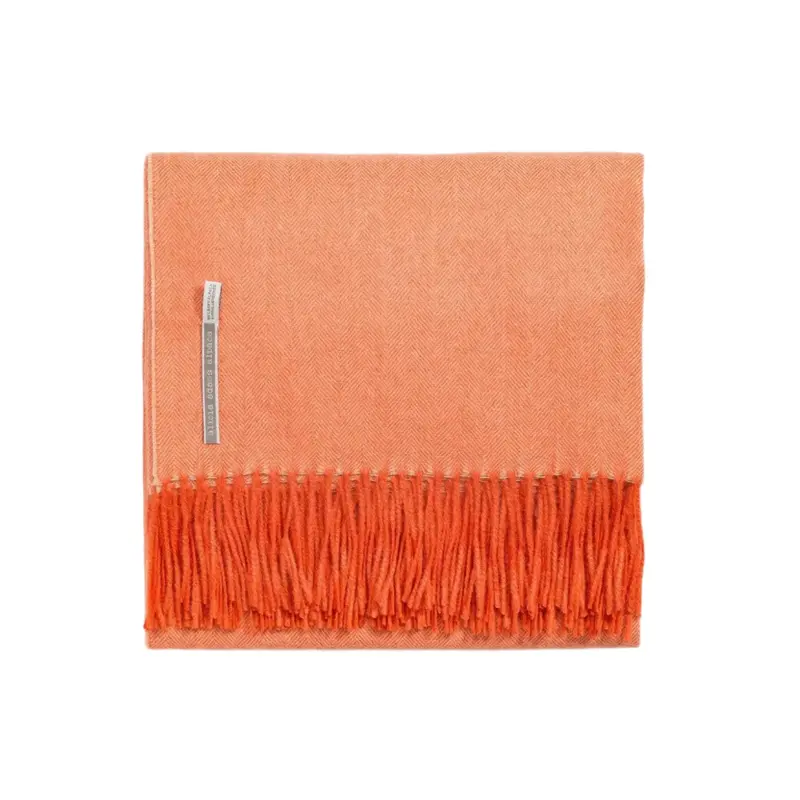 Alicia Adams Alpaca Throw in Spicy Pumpkin Herringbone
