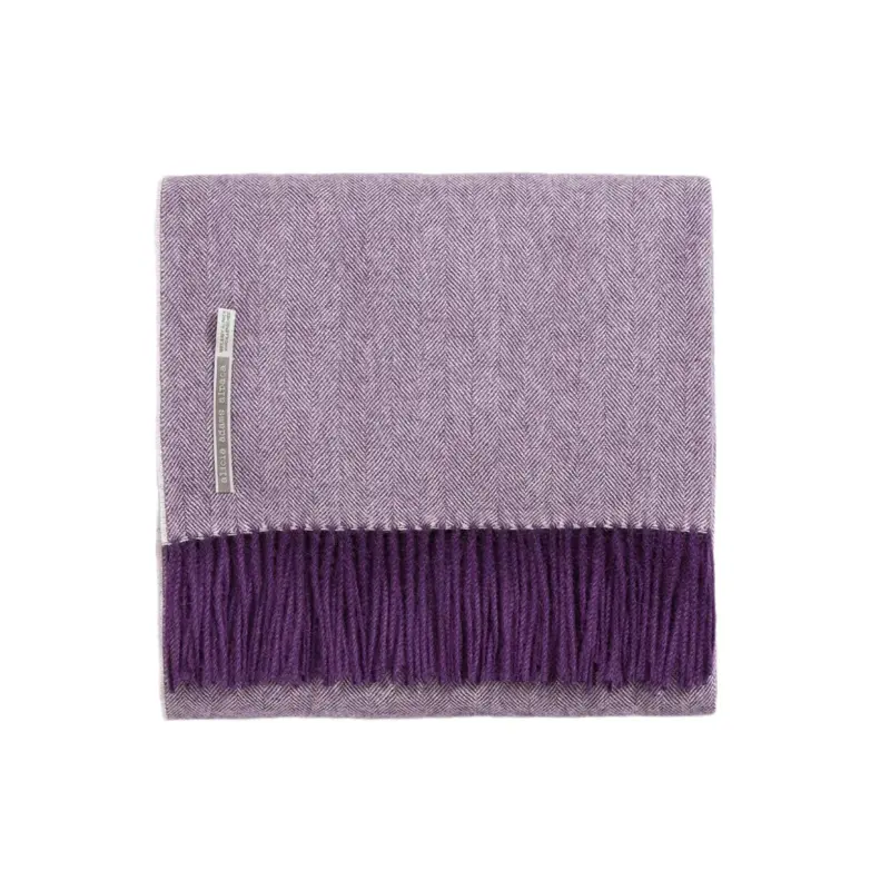 Alicia Adams Alpaca Throw in Royal Grape Herringbone