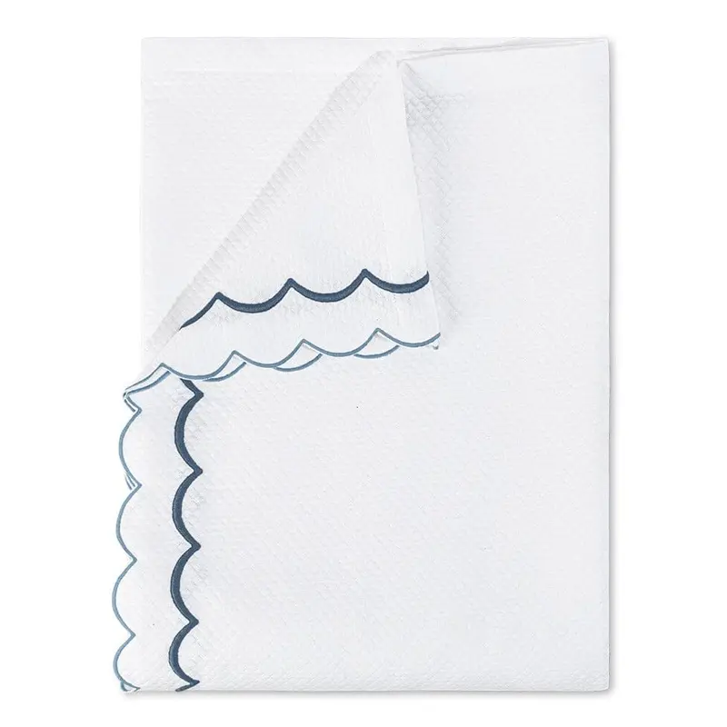 India Diamond Pique Hazy Blue Coverlets by Matouk