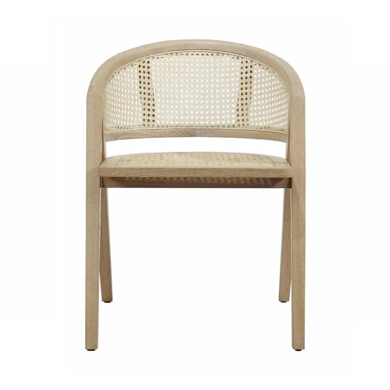 Aero Cerused Oak Cane Back Dining Chair by Worlds Away