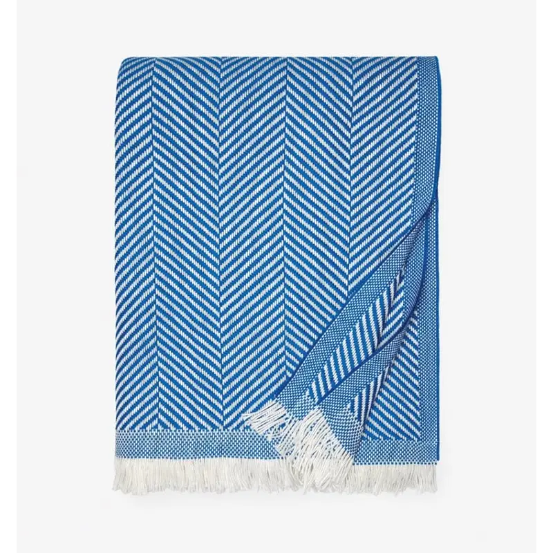 Costa Ocean Blue Throw Blanket by Sferra Fine Linens