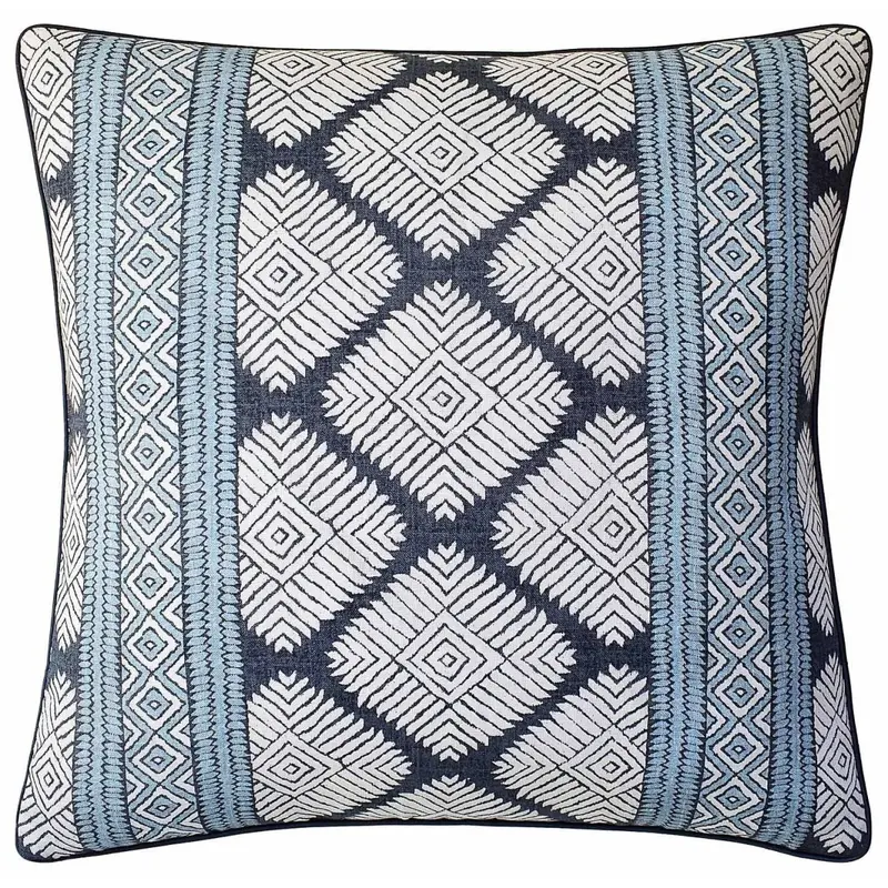 Austin Black and Mineral Blue Decorative Pillow by Ryan Studio