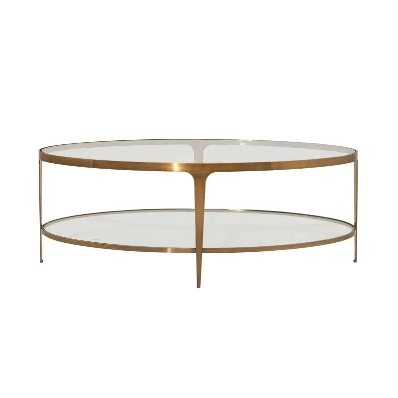 Brando Two Tier Oval Coffee Table in Antique Brass by Worlds Away