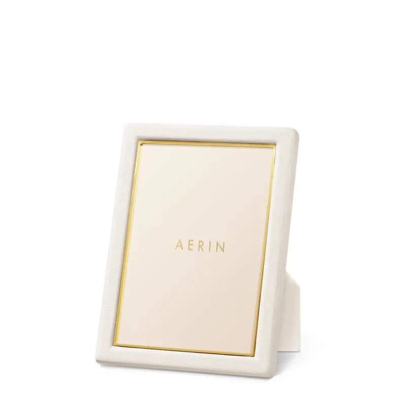 Piero Leather Frame in Shadow White - 5X7 by AERIN