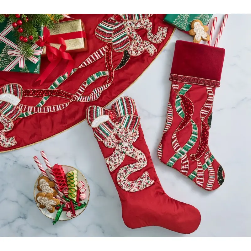Merry Bow Stocking in Red, Green & Gold Kim Seybert