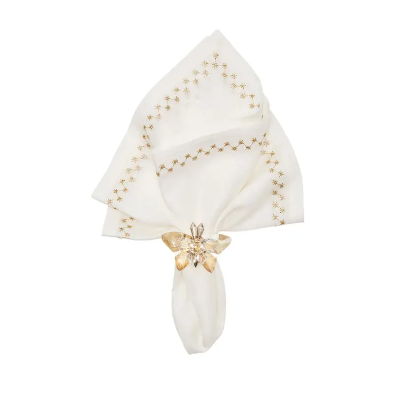 Starry Night Napkin in White & Gold, Set of 4 Kim Seybert