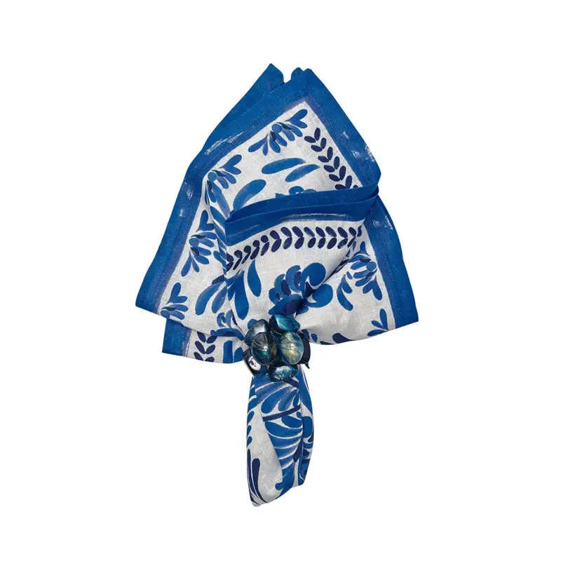 Botanica Napkin in Ivory & Navy, Set of 4 by Kim Seybert