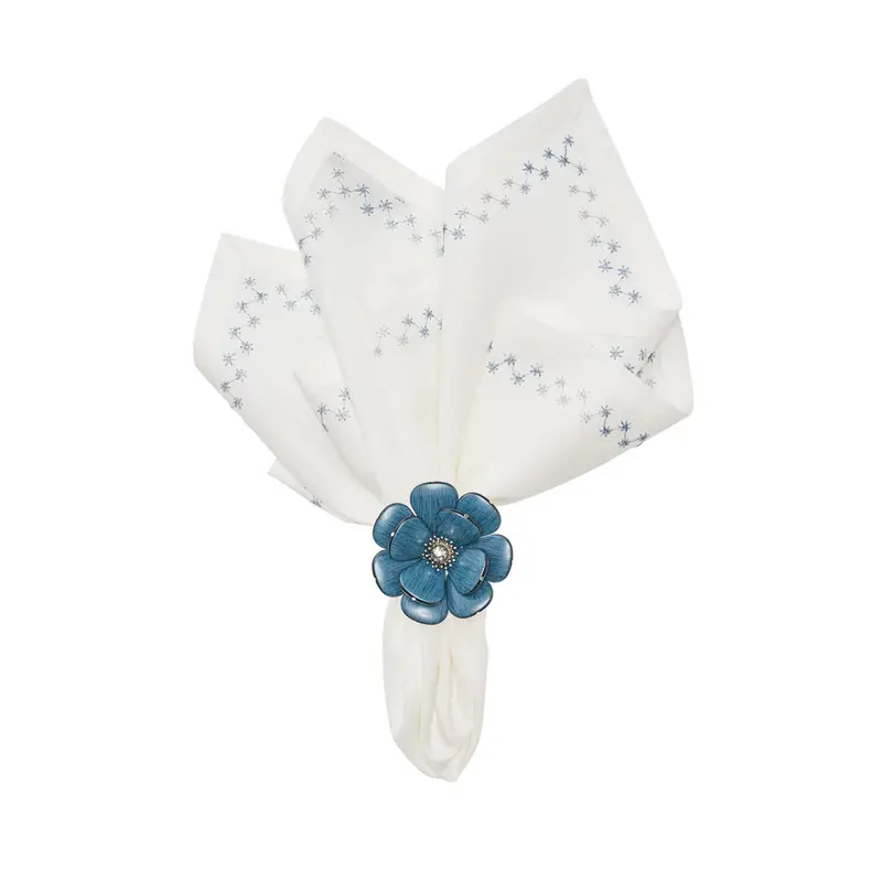 Starry Night Napkin in White & Blue, Set of 4 Kim Seybert