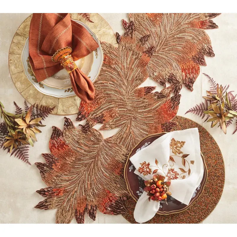 Harvest Table Runner in Brown & Orange Kim Seybert