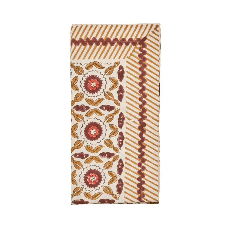 Majorelle Napkin in Brown & Orange, Set of 4 by Kim Seybert