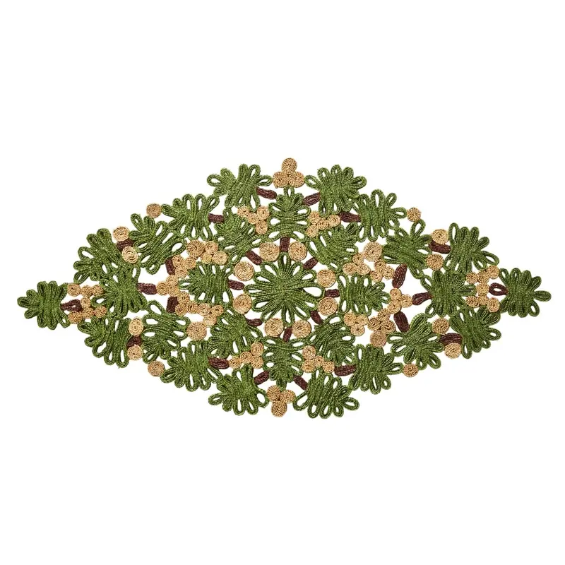 Verve Table Runner in Green & Natural Kim Seybert