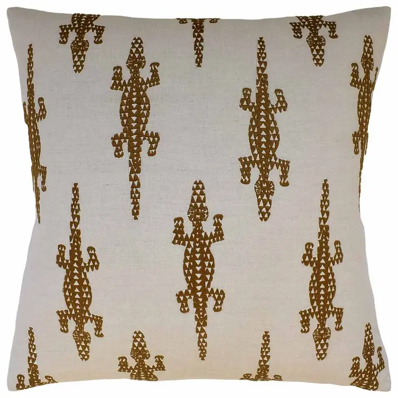 Baracoa Embroidery Brown Decorative Pillow Ryan Studio