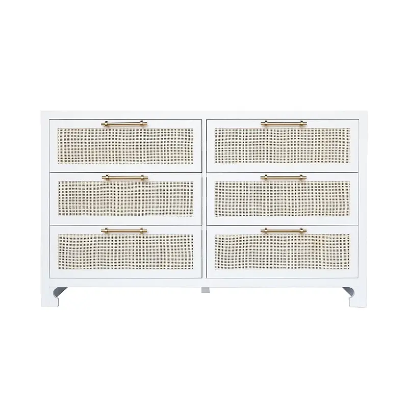 Carla White and Cane Dresser by Worlds Away