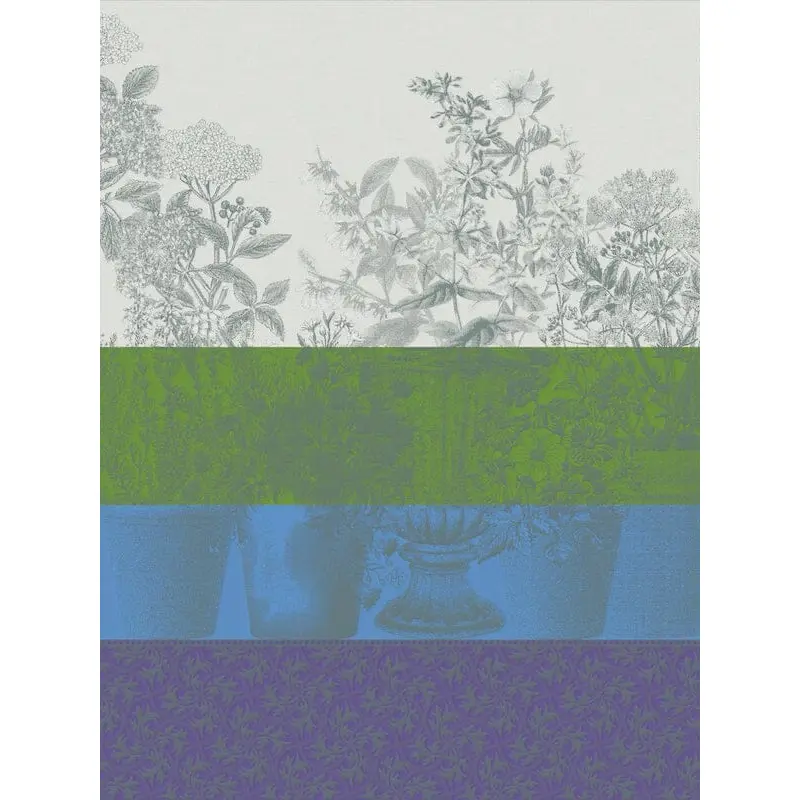 Floraison Ray Blue Tea Towel by Le Jacquard Francais