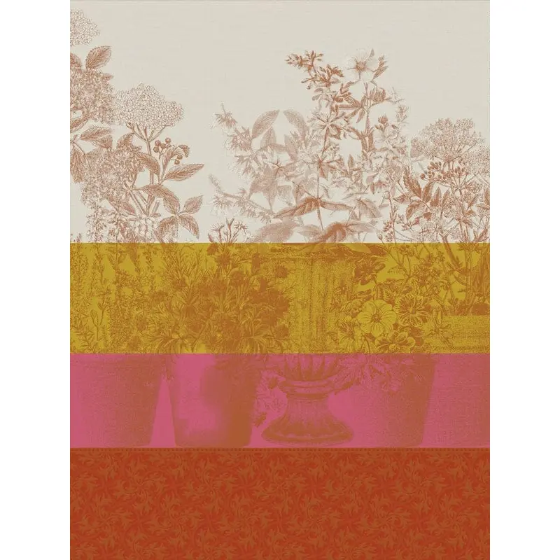 Floraison ray pink tea towel by Le Jacquard Franais