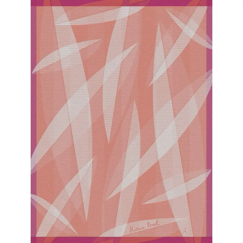 Octobre rose orange tea towel by Le Jacquard Francais