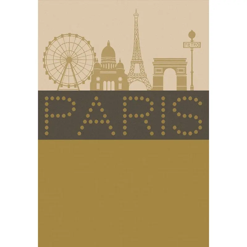 Paris lumiere brown tea towel by Le Jacquard Francais