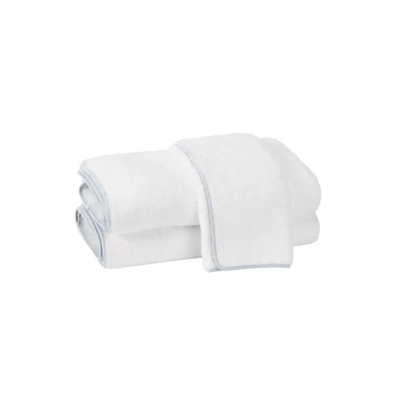 Cairo Towels in White with Light Blue by Matouk