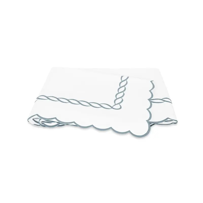 Matouk Classic Chain Scallop Hazy Blue Bedding