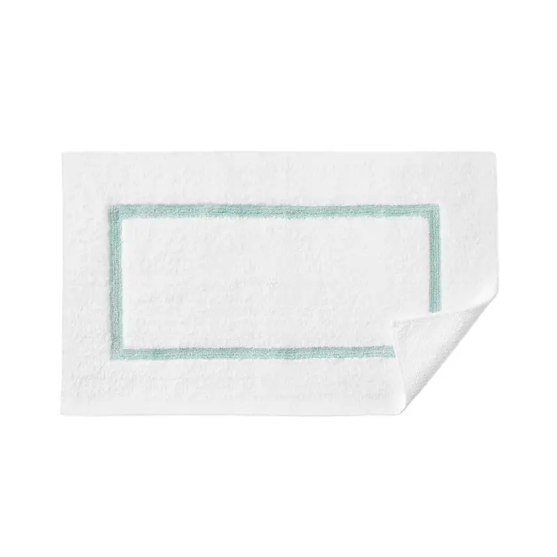 Lindo Bath Rug in White and Aqua by Sferra