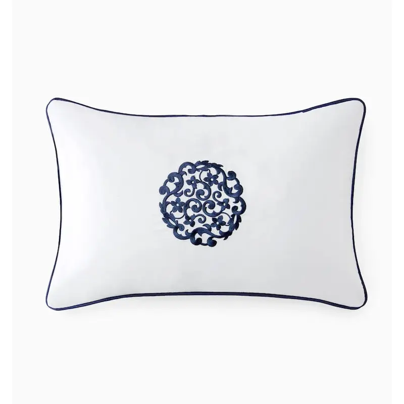 Storia White and Navy Decorative Pillow by Sferra