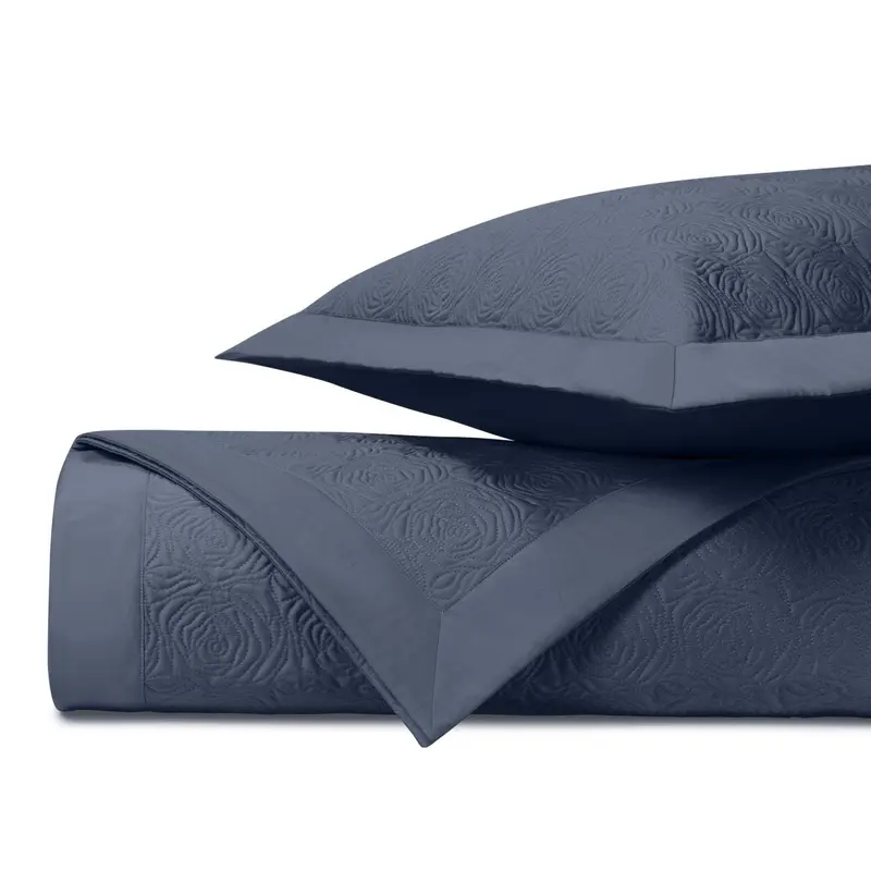 Roses Quilted Stone Blue by Home Treasures