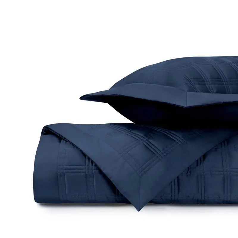 Block Quilted Navy Blue by Home Treasures