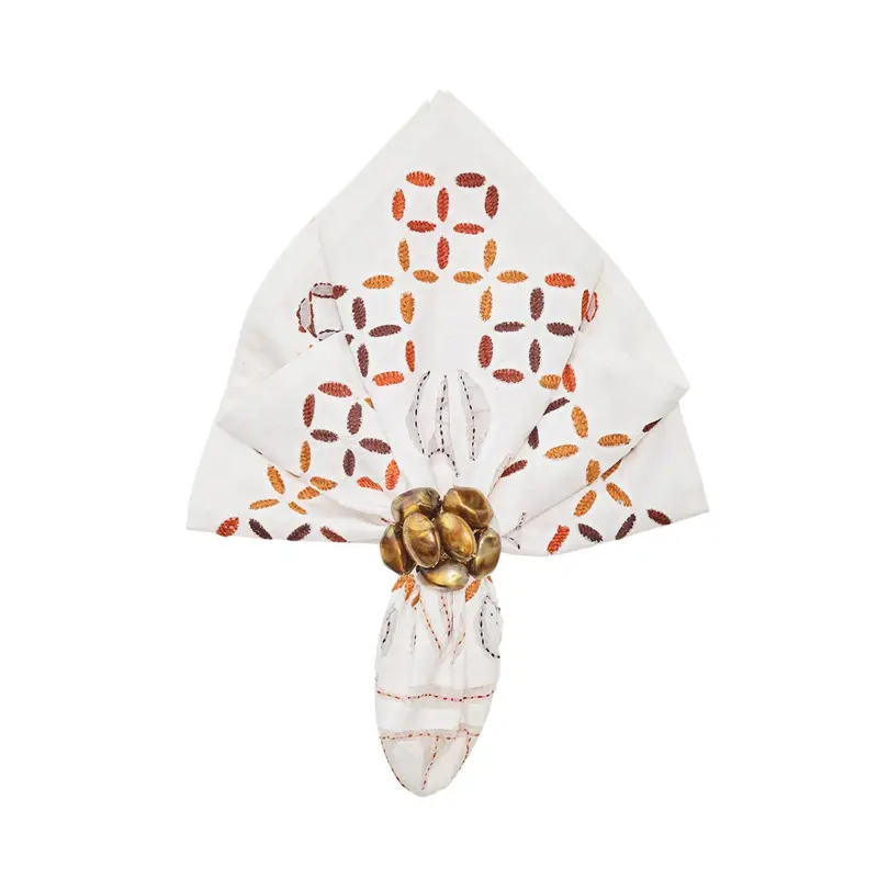Malta Napkin in White & Brown, Set of 4 by Kim Seybert