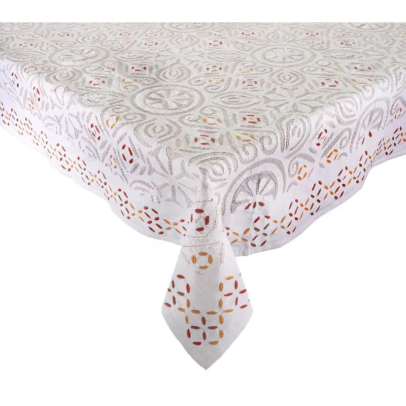 Malta Tablecloth in White & Brown by Kim Seybert