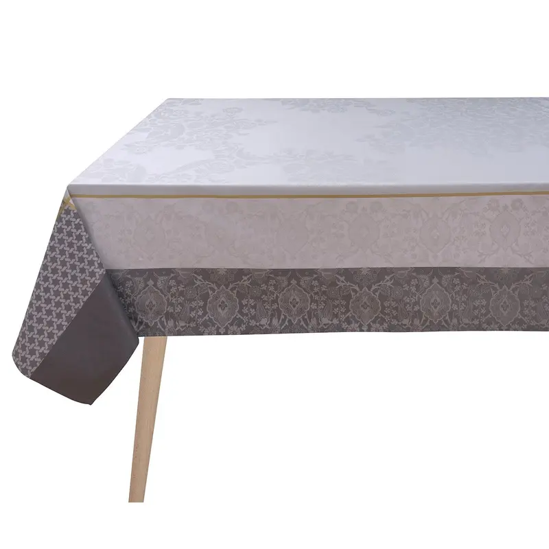 Voyage Iconique Enduit Grey Coated Tablecloth By Le Jacquard Francais