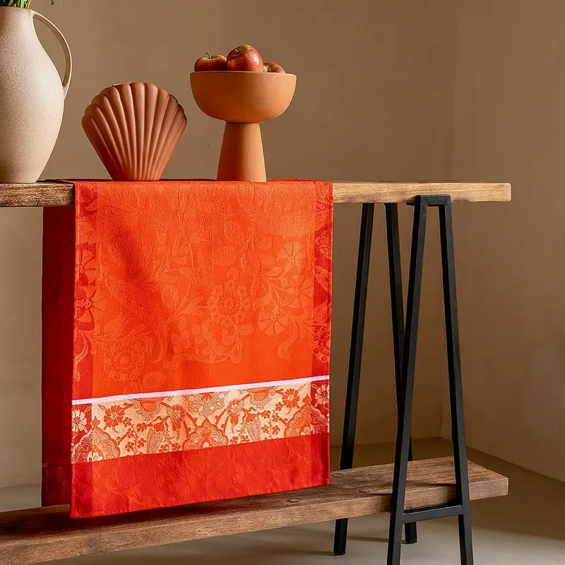 Voyage Iconique Red Table Runner by Le Jacquard Francais