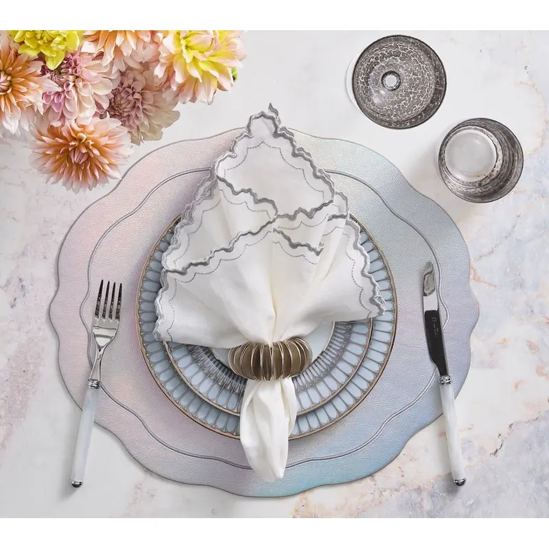 Tailored Placemat in Iridescent Silver by Kim Seybert