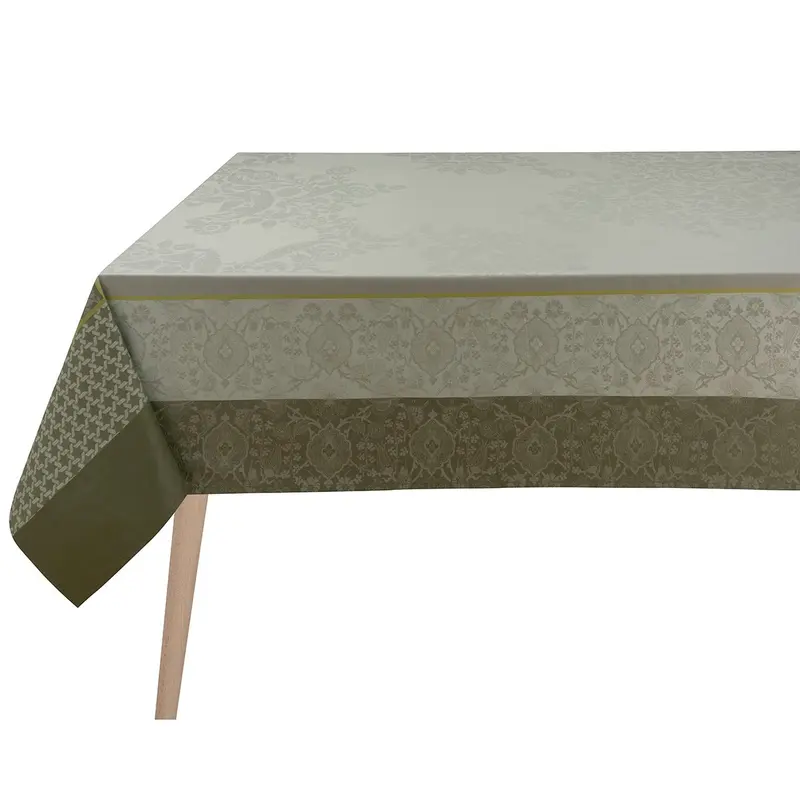 Voyage Iconique Enduit Green Coated Tablecloth By Le Jacquard Francais