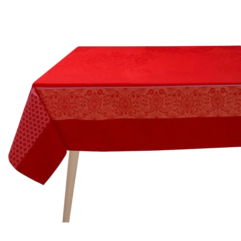 Voyage Iconique Enduit Red Coated Tablecloth By Le Jacquard Francais