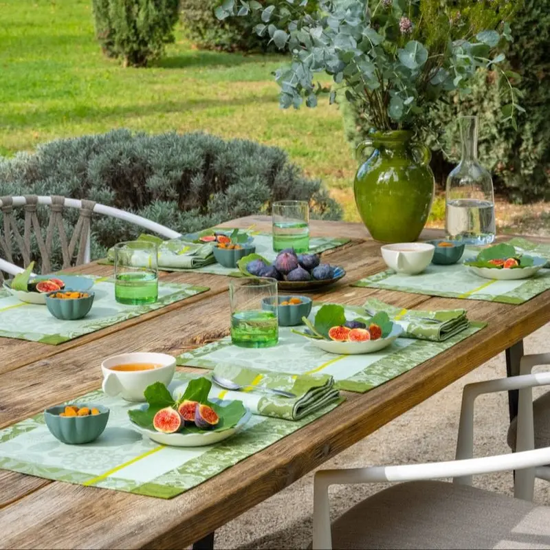 Voyage Iconique Green Napkins By Le Jacquard Francais