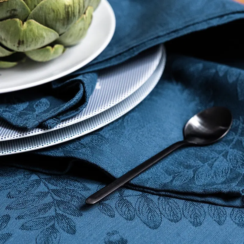 Vegetal Mood Blue Tablecloth By Le Jacquard Francais
