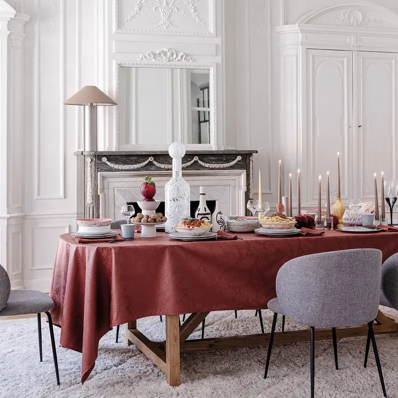 Vegetal Mood Red Tablecloth By Le Jacquard Francais