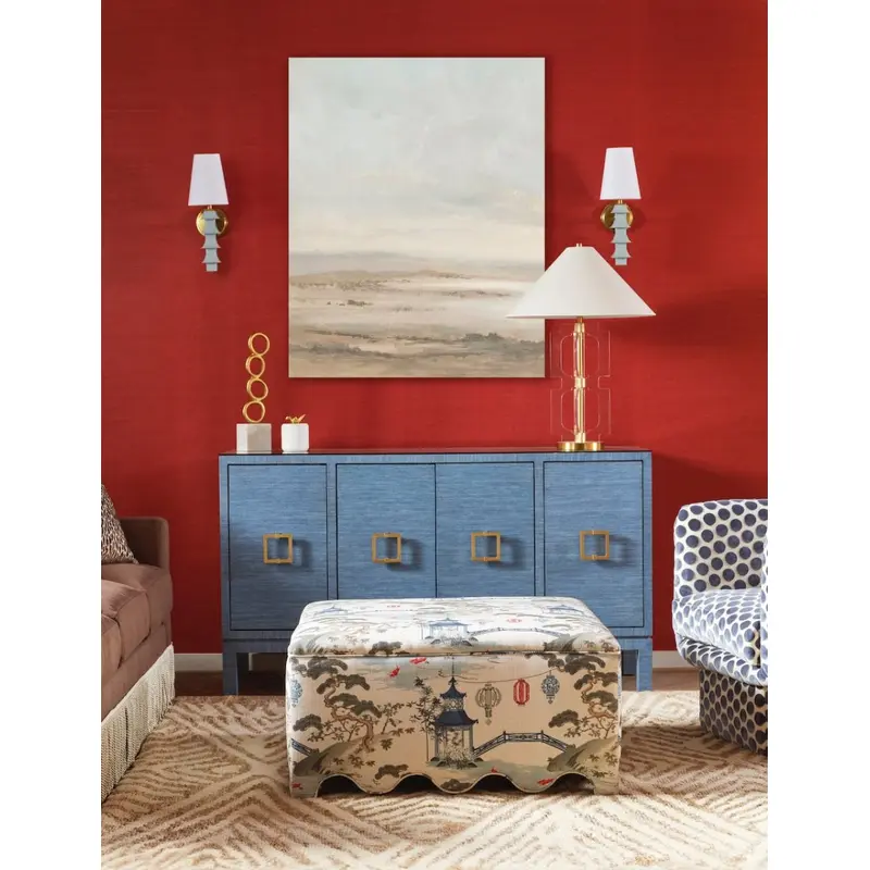 Effie Blue Grasscloth Buffet Table by Worlds Away