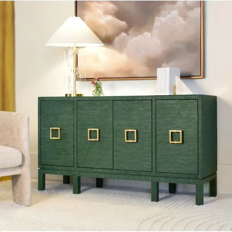 Effie Green Grasscloth Buffet Table by Worlds Away