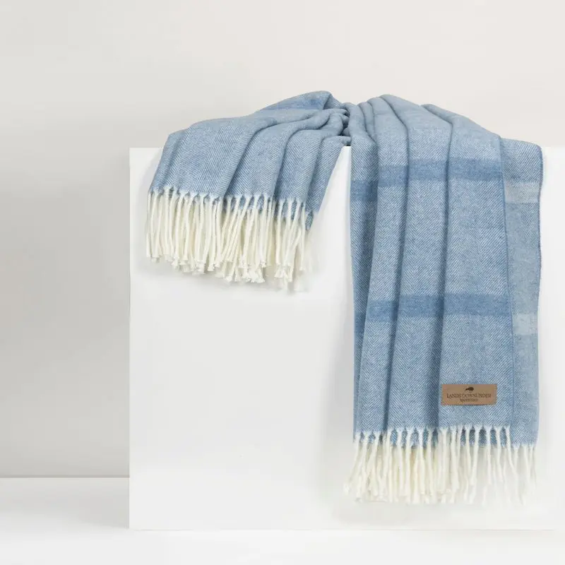 Blue Denim Montauk Stripe Herringbone Throw by Lands Downunder